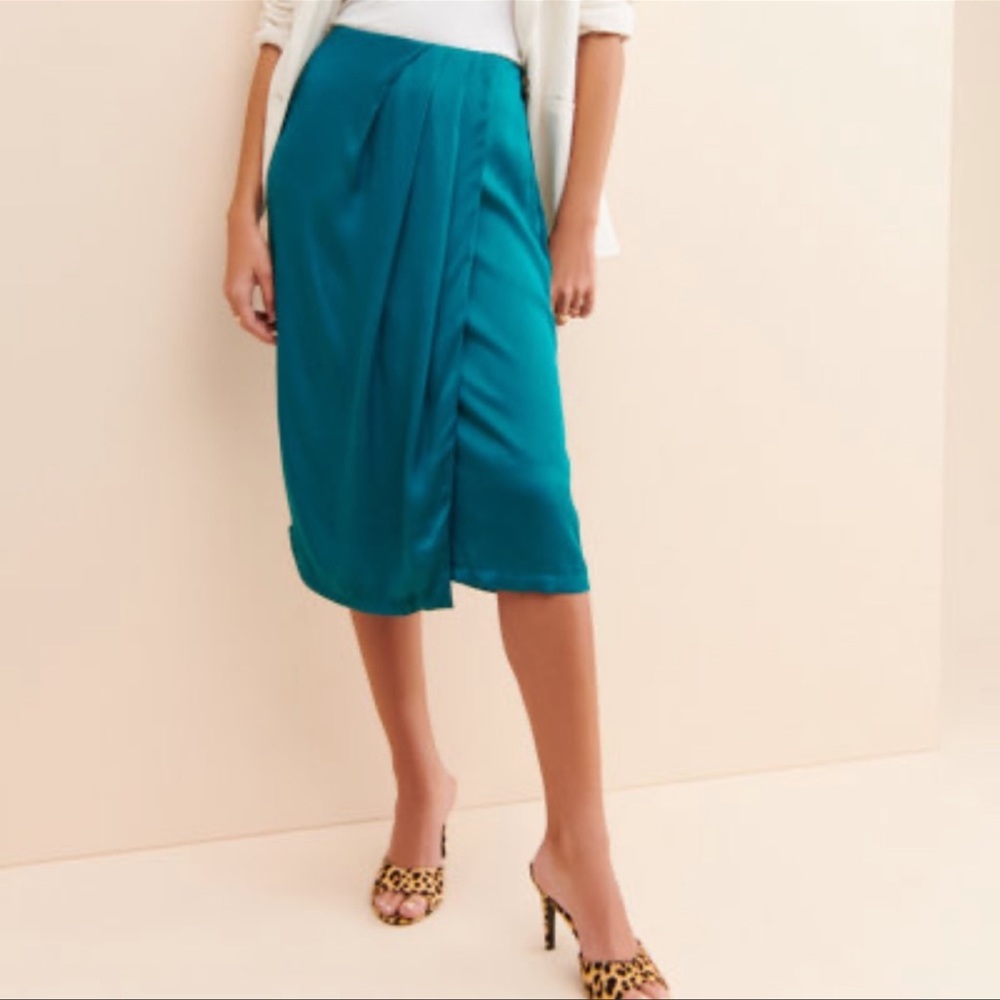 Anthropologie Brina Teal Wrap Skirt